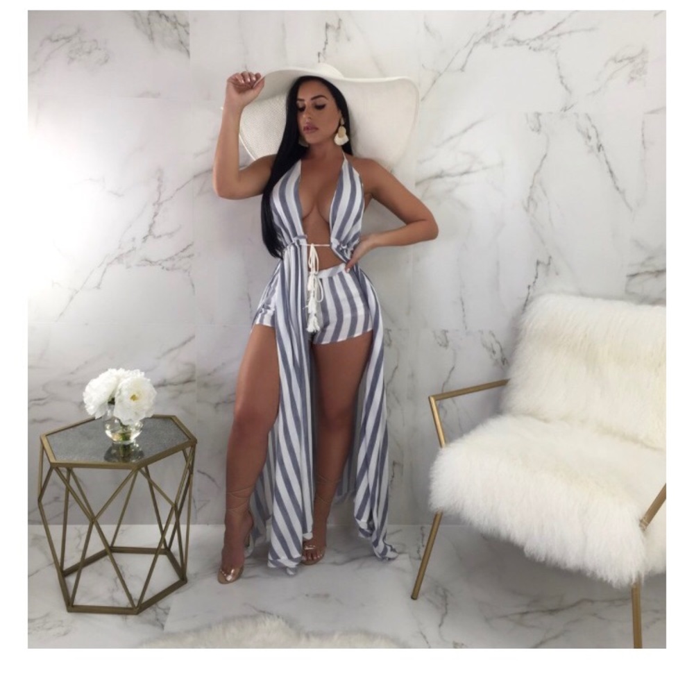 Sunny stripped tunic short set